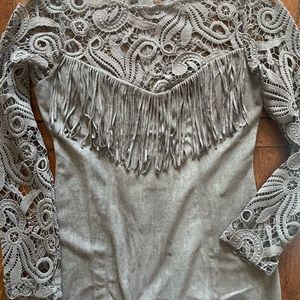 Leslie Gray Hip Hugger Mini Dress-Size